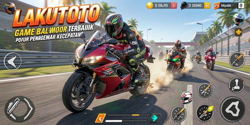 Tampilan seru dari gameplay LAKUTOTO saat balapan motor.