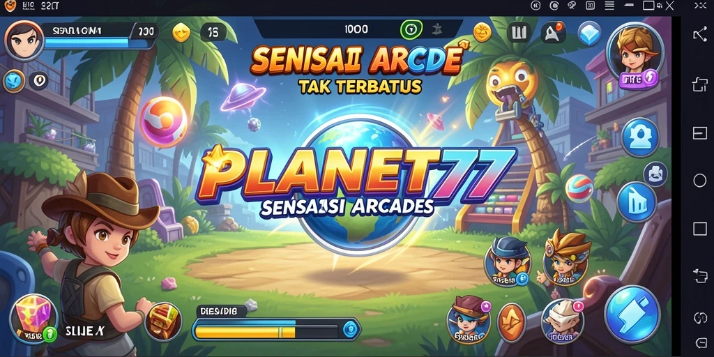 Screenshot menampilkan gameplay Arcade PLANET77 yang seru.