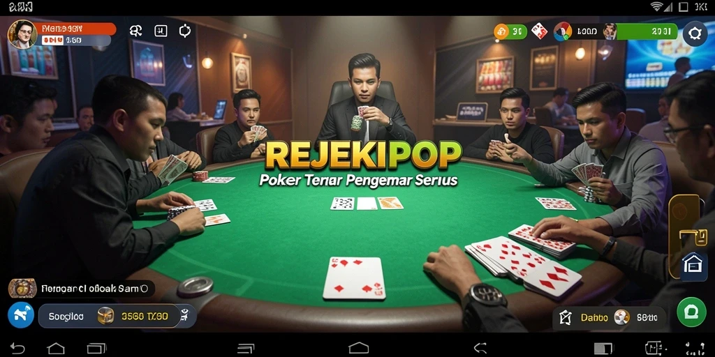 Tampilan gameplay seru dari REJEKIPOP di meja poker.