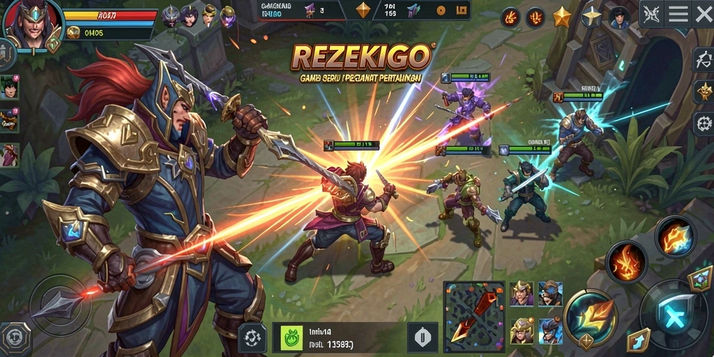 Gameplay seru dalam pertarungan MOBA di REZEKIGO.
