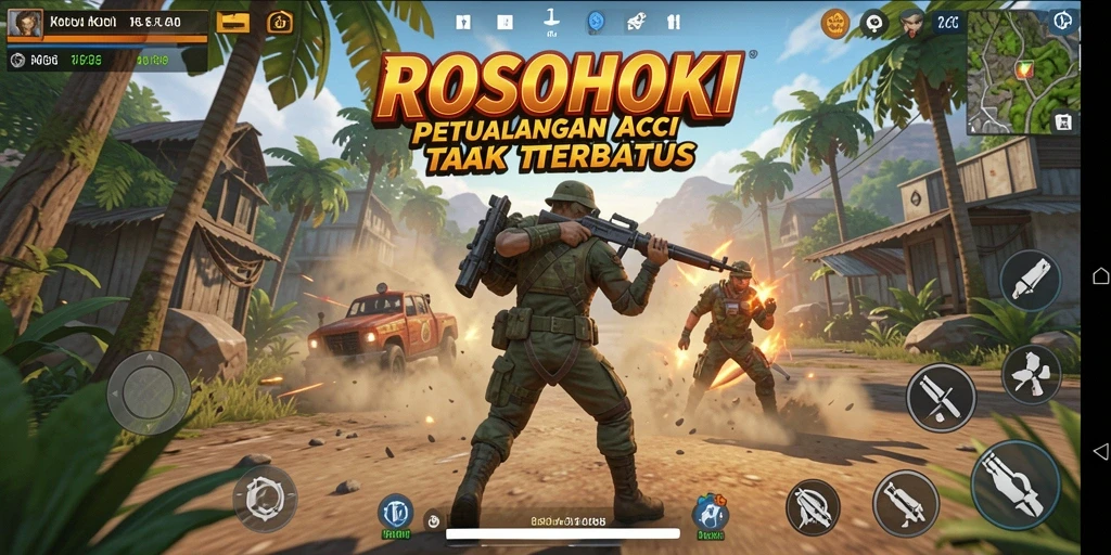 Tampilan screenshot utama ROSOHOKI dengan aksi mendebarkan.
