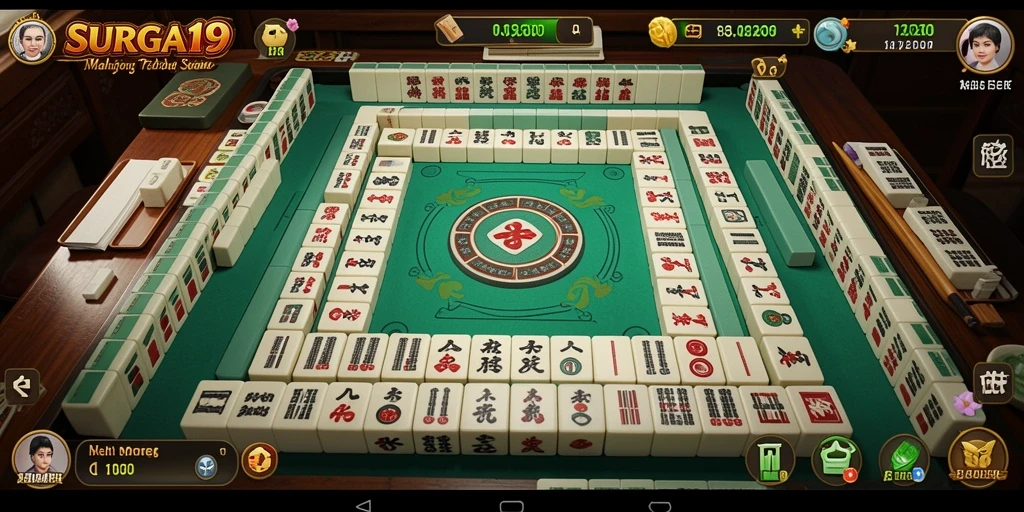 Screenshot menunjukkan gameplay seru Mahjong di SURGA19.